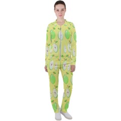 Apple Pattern Green Yellow Casual Jacket And Pants Set by artworkshop