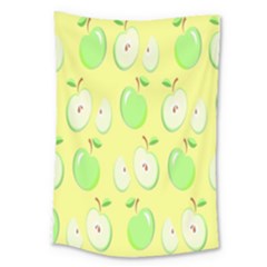 Apple Pattern Green Yellow Large Tapestry by artworkshop