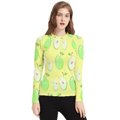 Apple Pattern Green Yellow Women s Long Sleeve Rash Guard by artworkshop