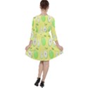 Apple Pattern Green Yellow Quarter Sleeve Ruffle Waist Dress View2