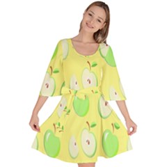 Apple Pattern Green Yellow Velour Kimono Dress by artworkshop