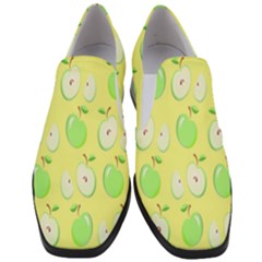 Apple Pattern Green Yellow Women Slip On Heel Loafers by artworkshop