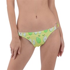 Apple Pattern Green Yellow Ring Detail Bikini Bottom