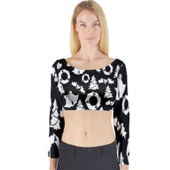  Card Christmas Decembera Long Sleeve Crop Top