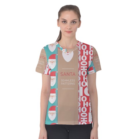  Christmas Claus Continuous Women s Cotton Tee by artworkshop