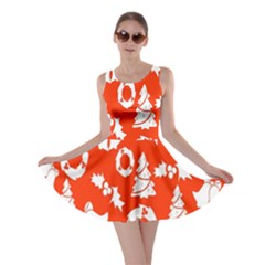 Orange Background Card Christmas  Skater Dress by artworkshop