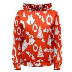 Orange Background Card Christmas  Women s Pullover Hoodie by artworkshop