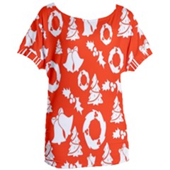 Orange Background Card Christmas  Women s Oversized Tee