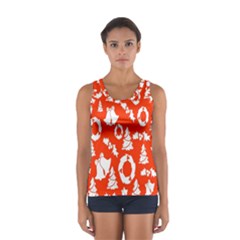 Orange Background Card Christmas  Sport Tank Top  by artworkshop