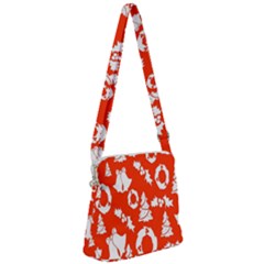 Orange Background Card Christmas  Zipper Messenger Bag by artworkshop