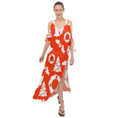 Orange Background Card Christmas  Maxi Chiffon Cover Up Dress by artworkshop