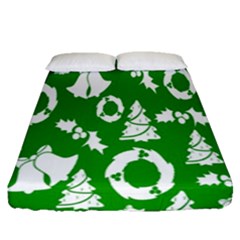 Green  Background Card Christmas  Fitted Sheet (queen Size) by artworkshop