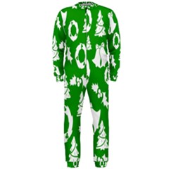 Green  Background Card Christmas  Onepiece Jumpsuit (men) by artworkshop