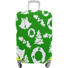 Green  Background Card Christmas  Luggage Cover (large)
