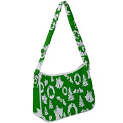 Green  Background Card Christmas  Zip Up Shoulder Bag by artworkshop