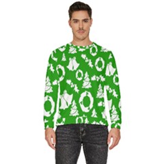 Green  Background Card Christmas  Men s Fleece Sweatshirt