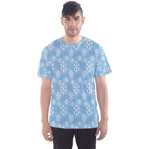 Snowflakes, White Blue Men s Sport Mesh Tee by nateshop