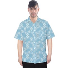 Snowflakes, White Blue Men s Hawaii Shirt