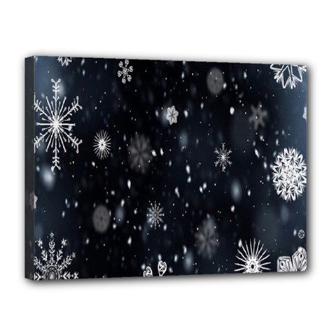 Snowflakes,white,black Canvas 16  X 12  (stretched) by nateshop