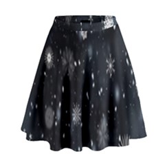 Snowflakes,white,black High Waist Skirt by nateshop