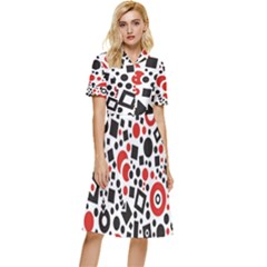 Square Button Top Knee Length Dress by nateshop