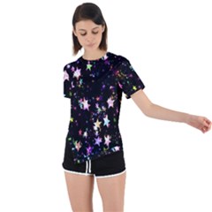 Stars Galaxi Asymmetrical Short Sleeve Sports Tee by nateshop