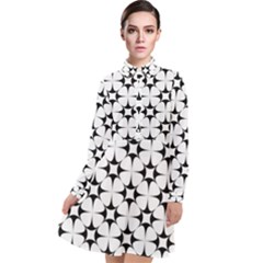 Star-white Triangle Long Sleeve Chiffon Shirt Dress