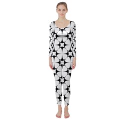 Star-white Triangle Long Sleeve Catsuit