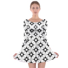 Star-white Triangle Long Sleeve Skater Dress