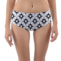 Star-white Triangle Reversible Mid-Waist Bikini Bottoms