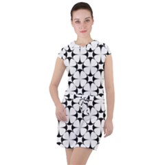 Star-white Triangle Drawstring Hooded Dress