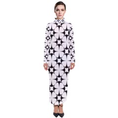 Star-white Triangle Turtleneck Maxi Dress