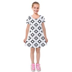 Star-white Triangle Kids  Short Sleeve Velvet Dress