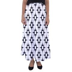 Star-white Triangle Flared Maxi Skirt