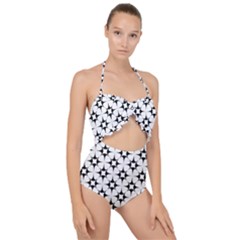 Star-white Triangle Scallop Top Cut Out Swimsuit