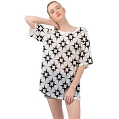 Star-white Triangle Oversized Chiffon Top