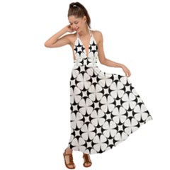 Star-white Triangle Backless Maxi Beach Dress