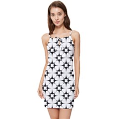 Star-white Triangle Summer Tie Front Dress