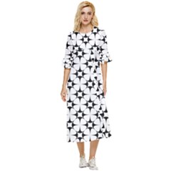 Star-white Triangle Double Cuff Midi Dress