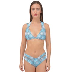 Triangle Blue Double Strap Halter Bikini Set by nateshop