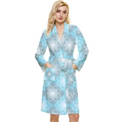 Triangle Blue Long Sleeve Velour Robe by nateshop