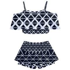 Triangle-black White Kids  Off Shoulder Skirt Bikini by nateshop