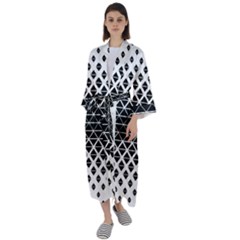 Triangle-black White Maxi Satin Kimono by nateshop