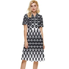 Triangle-black White Button Top Knee Length Dress by nateshop