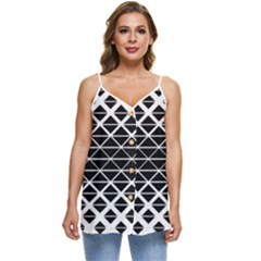 Triangle-black White Casual Spaghetti Strap Chiffon Top by nateshop