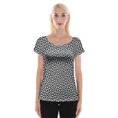 Triangle-black Cap Sleeve Top by nateshop