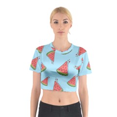 Watermelon-blue Cotton Crop Top by nateshop