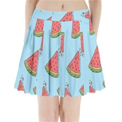 Watermelon-blue Pleated Mini Skirt by nateshop