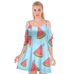 Watermelon-blue Cutout Spaghetti Strap Chiffon Dress by nateshop