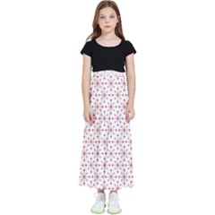 Pattern Christmas Pattern Red Stars Kids  Flared Maxi Skirt by Sapixe